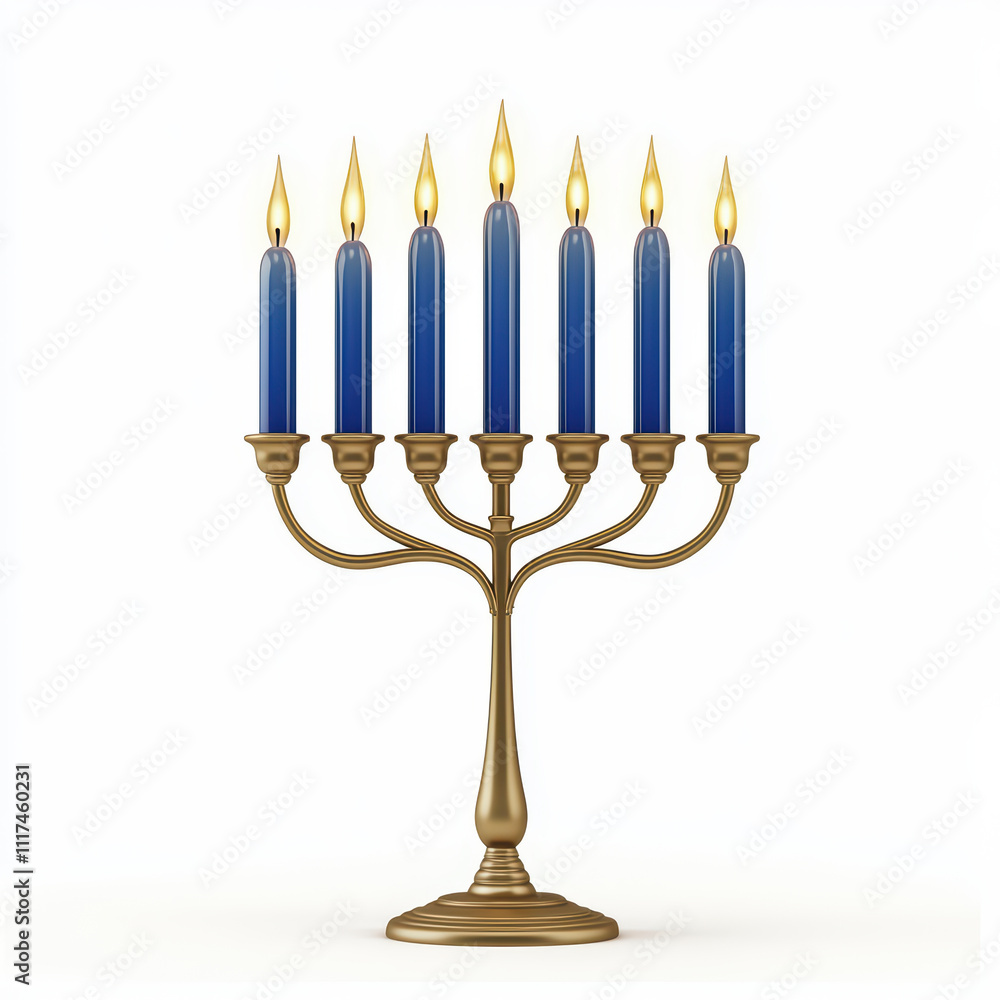 beautiful Hanukkah menorah with blue candles, symbolizing light and celebration beautiful Hanukkah menorah with blue candles, symbolizing light and celebration