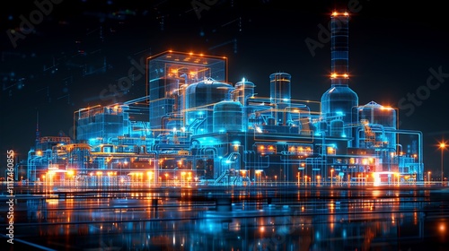 Futuristic power plant optimization powered AI where artificial intelligence maximizes efficiency and reduces emissions creating a more sustainable and profitable energy sector