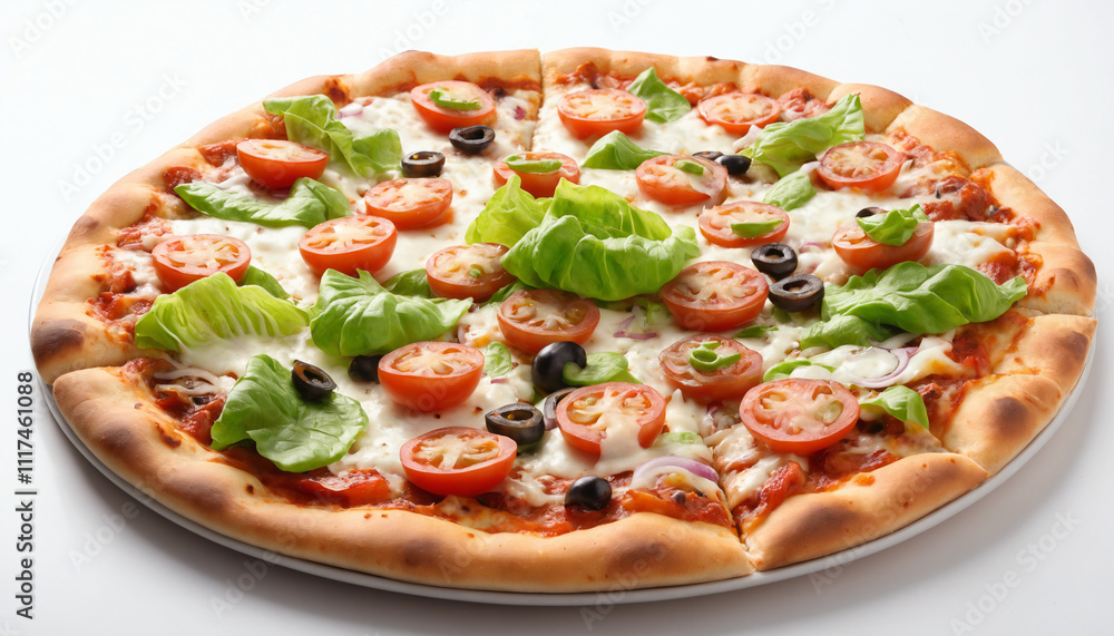 pizza with vegetables isolated on white background pizza with vegetables isolated on white background