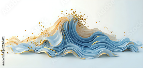 a 3d rendering of a abstract wave shape on a white background