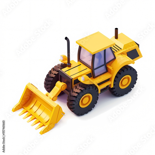 wheel loader 3d isometric illustration isolated on white background