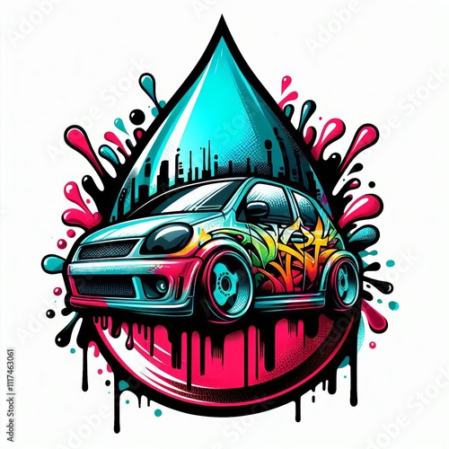 56 Graffiti Car depicted in a graffiti style with spray paint ef photo