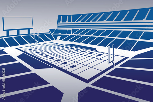 American Football Field Arena Stadium Luxury Blue Gradient Silhouette Vector
