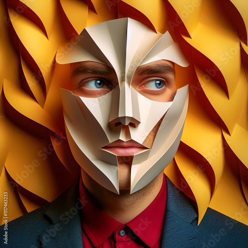 95 Artificiality Illusion A perfect seamless paper face explorin photo