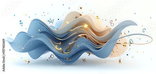 a 3d rendering of a abstract wave shape on a white background