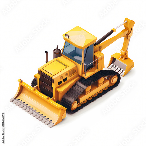 bulldozer 3d isometric illustration isolated on white background