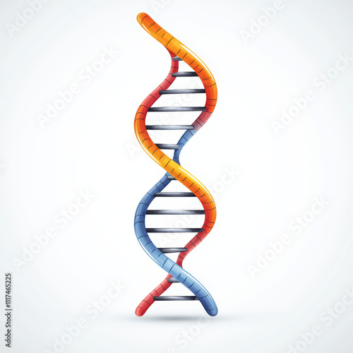 colorful DNA double helix with vibrant red, blue, and orange strands