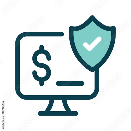A shield icon symbolizing protection, cybersecurity, and safe transactions
