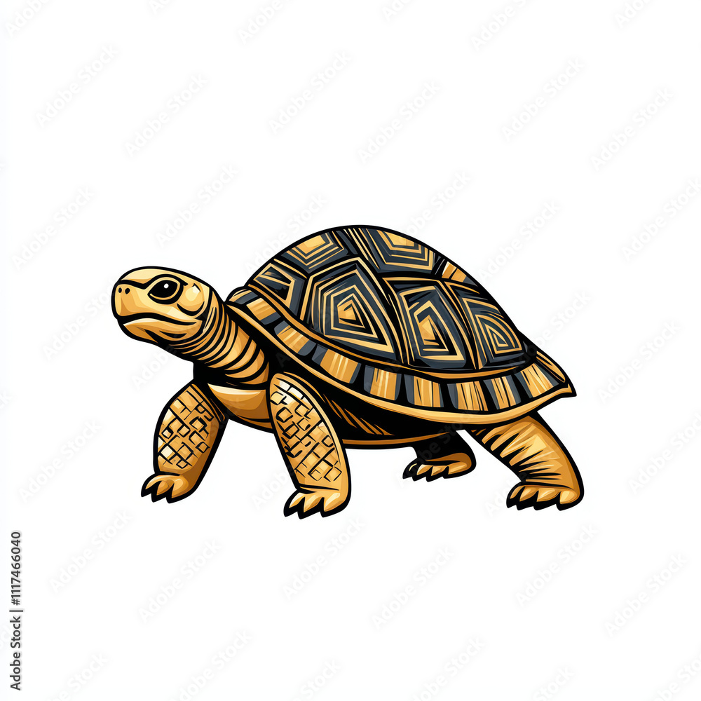 Obraz premium Stylized tortoise with intricate geometric patterns and vibrant colors