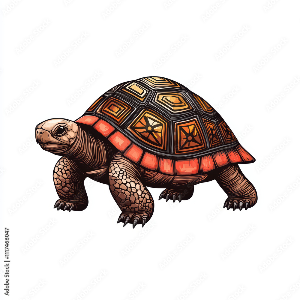 Obraz premium detailed tortoise featuring vibrant shell design, showcasing intricate patterns and colors
