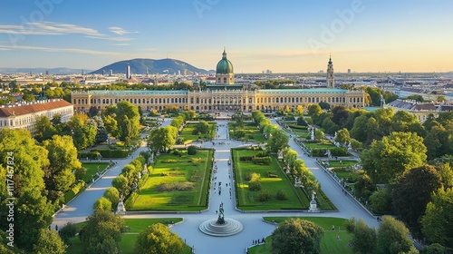 Aerial View of the Vienna Hofburg Palace Gardens