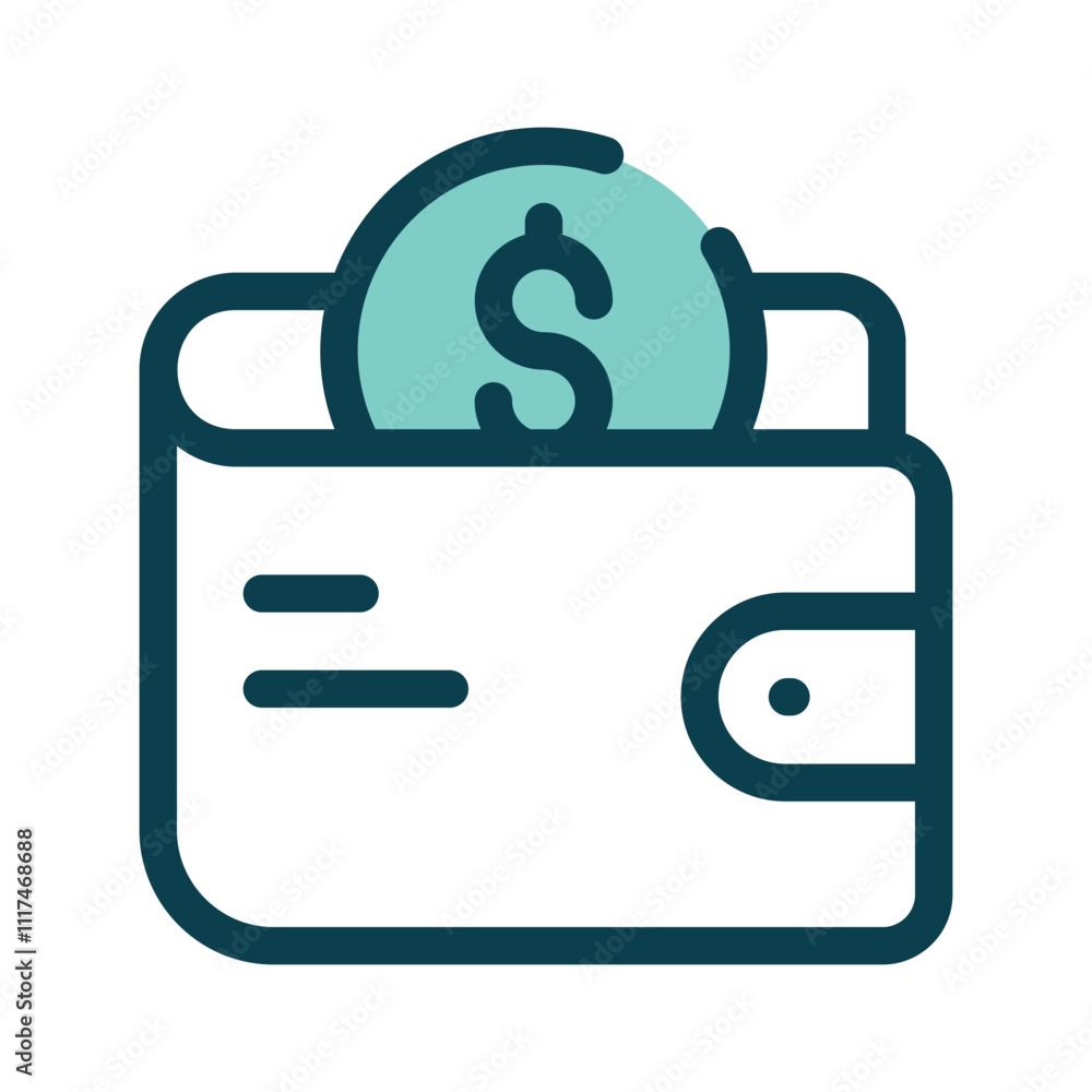 Wallet holding a dollar coin, symbolizing personal or business finance Wallet holding a dollar coin, symbolizing personal or business finance