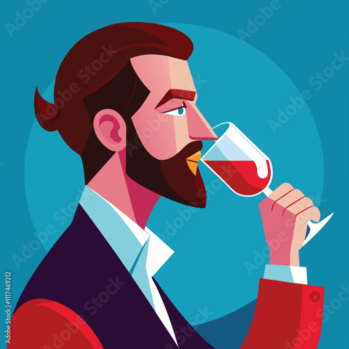 man drinking wine glass vector illustration graphic design art