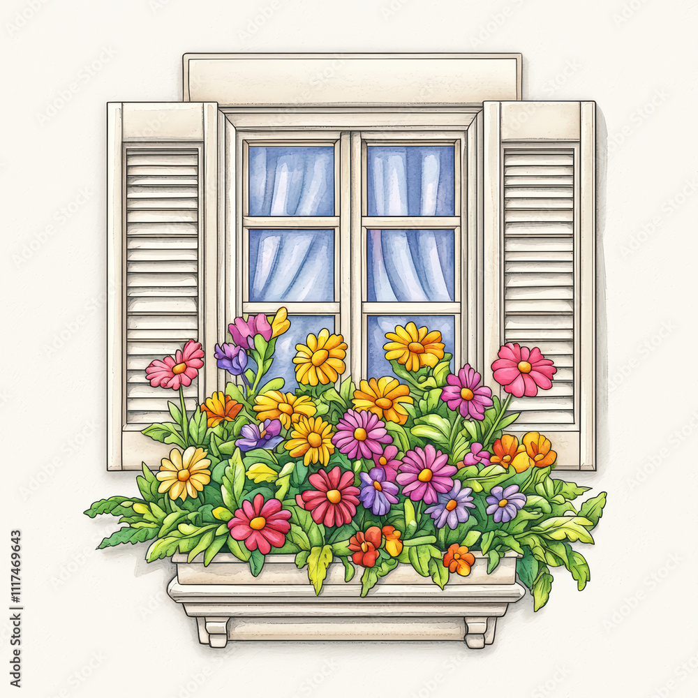 colorful window box filled with vibrant flowers and greenery colorful window box filled with vibrant flowers and greenery