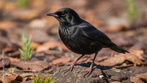 blackbird on the ground-Generated AI