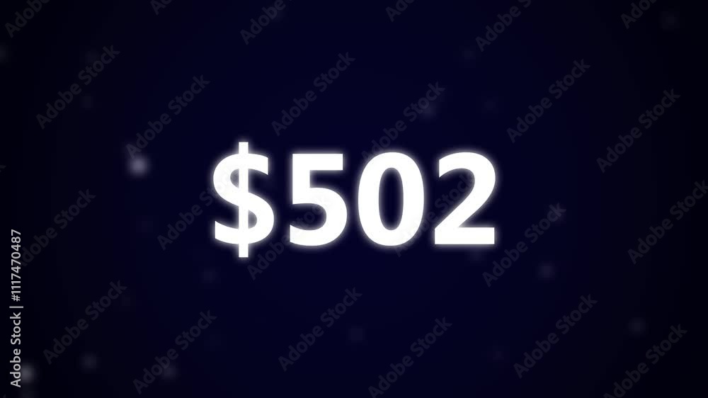 Dollar counter animation on a black background. Dollar counter animation on a black background.