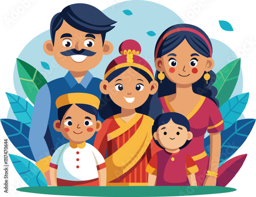 Indian family traditional culture indians indian people vector illustration graphic design artwork
