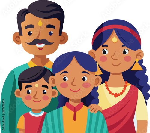 Indian family traditional culture indians indian people vector illustration graphic design artwork