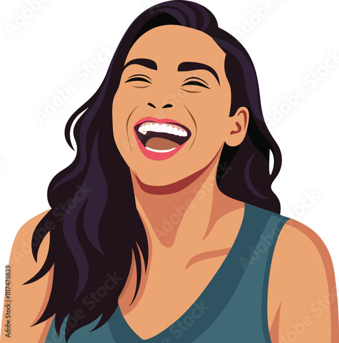 happy woman laughing isolated vector illustration graphic design artwork