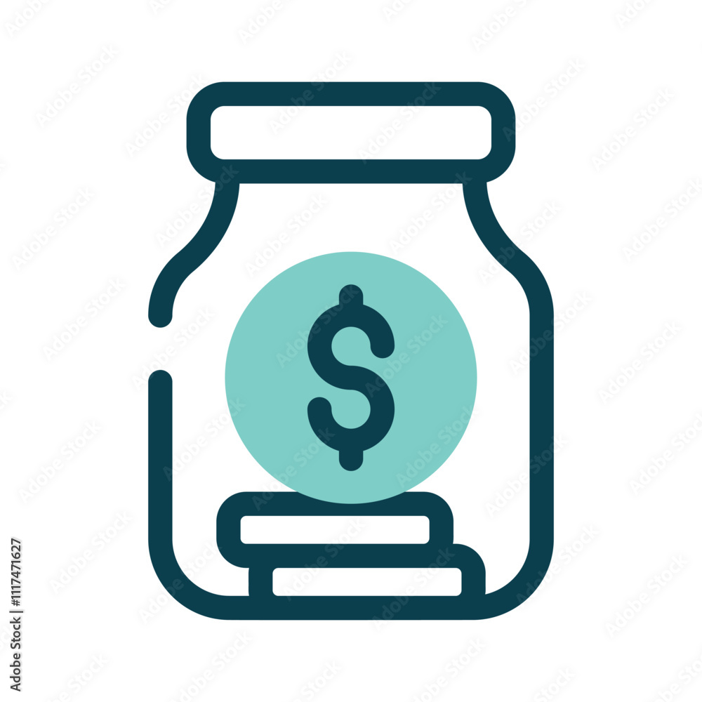 A jar with a dollar, symbolizing savings or budgeting A jar with a dollar, symbolizing savings or budgeting