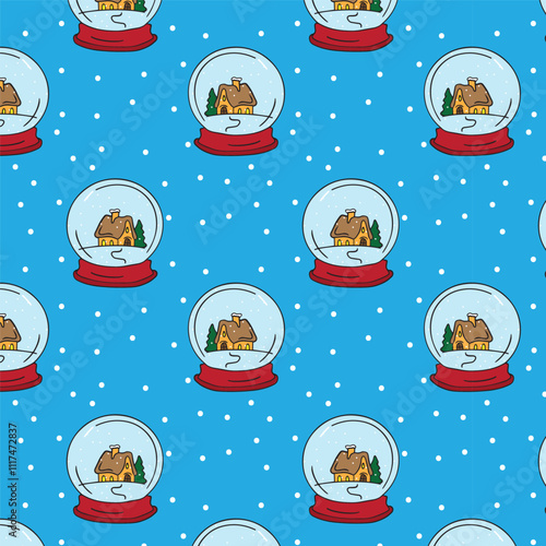 Photos cute beautiful cartoon snow globe with ganger bread house inside snowing glitter
