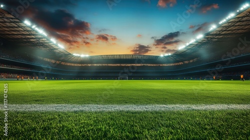 Fototapeta Naklejka Na Ścianę i Meble -  Empty Stadium at Sunset
