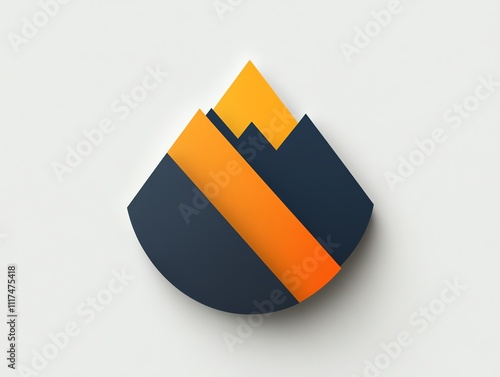 Abstract logo featuring mountains with a gradient design in orange and navy blue. photo