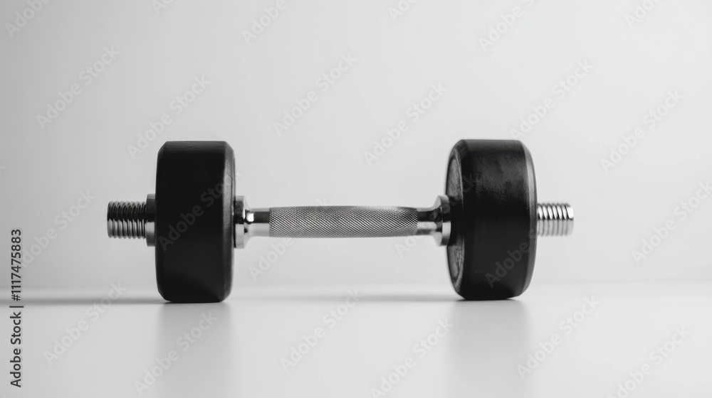 A sleek silver and black dumbbell on a clean white background, highlighting its polished metal texture and compact design. A sleek silver and black dumbbell on a clean white background, highlighting its polished metal texture and compact design.