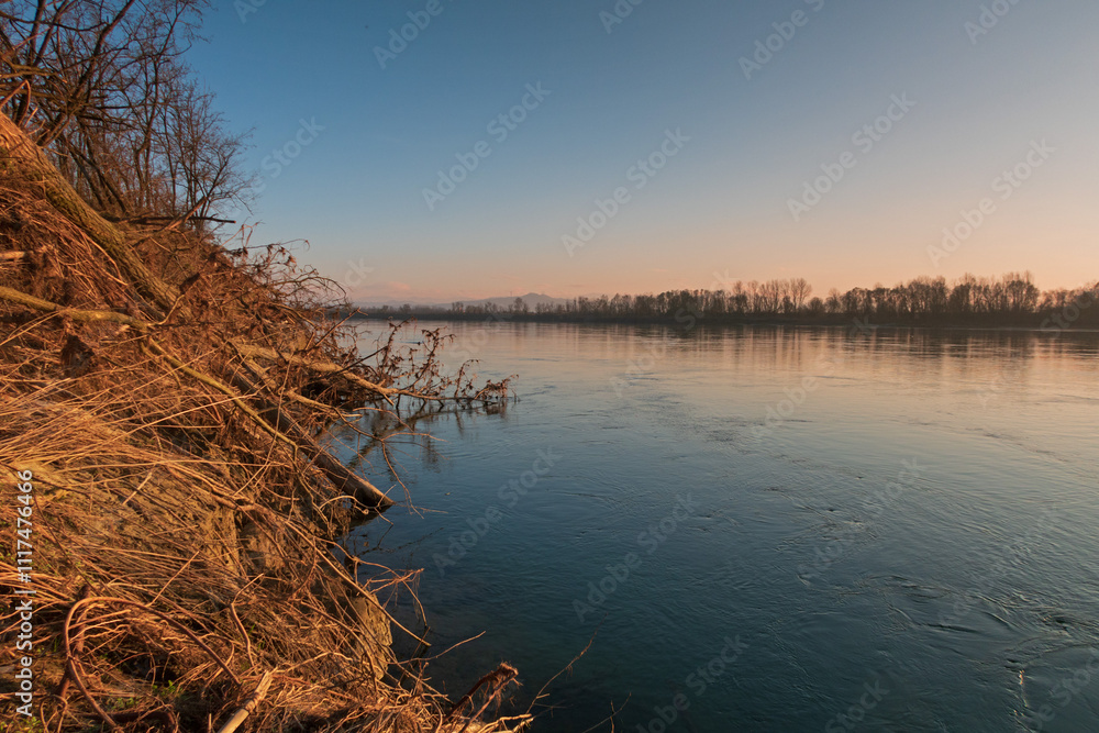 Po river Po Valley fields field landscape panorama