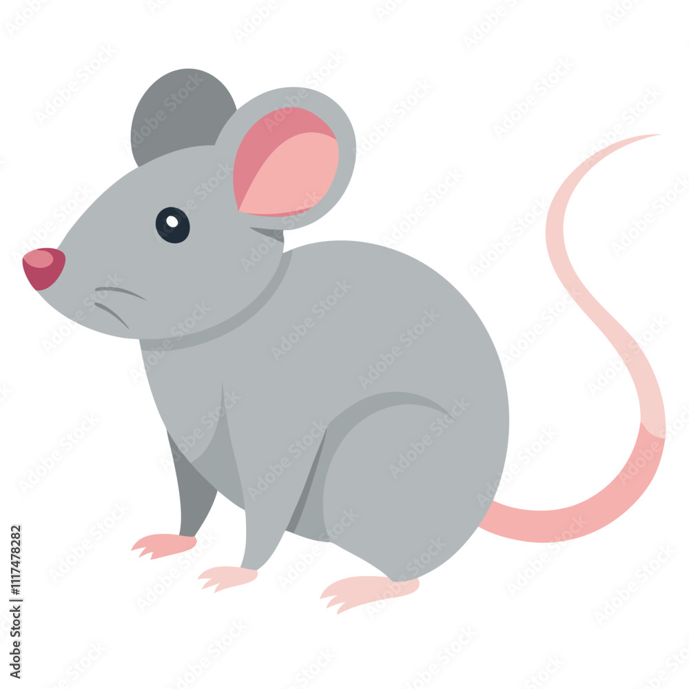 Fototapeta premium Adorable Gray Mouse Illustration: Minimalistic Animal Art