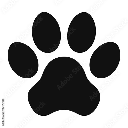 Simple Black Animal Paw Print Icon for Versatile Use"