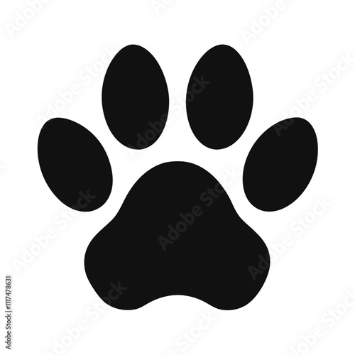 Simple Black Animal Paw Print Icon for Versatile Use"