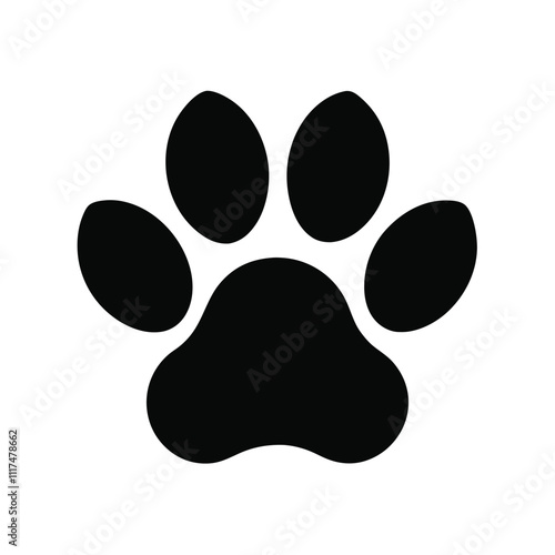 Simple Black Animal Paw Print Icon for Versatile Use"