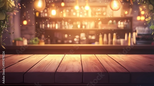 Cozy Atmosphere of a Rustic Bar with Warm Lighting and Wooden Counter, Ideal for Social Gatherings and Intimate Conversations in an Inviting Setting photo