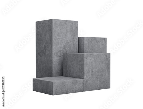 4 Minimal empty podium product presentation concrete podium stand Five Products on white background Pedestal 3d illustration
 photo