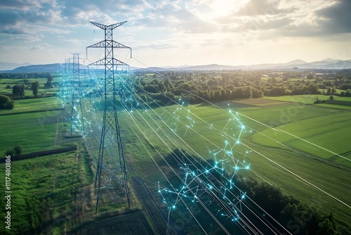 Predictive maintenance utilities depicted in an abstract design showcasing how artificial intelligence monitors infrastructure health and prevents failures before they occur