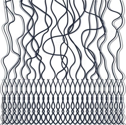 Repeating pattern with curved wires in vertical direction.