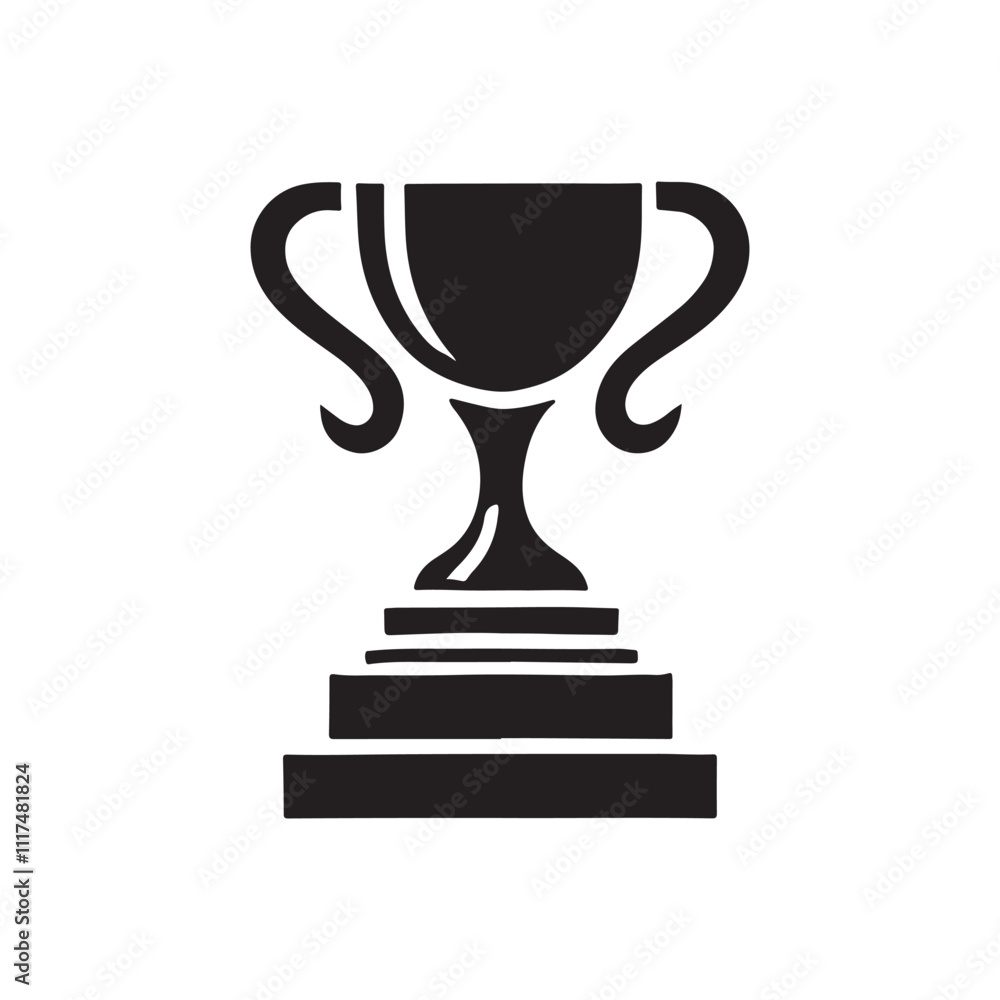 Elegant Trophy Silhouette Icon - Perfect for Victory and Honor Elegant Trophy Silhouette Icon - Perfect for Victory and Honor