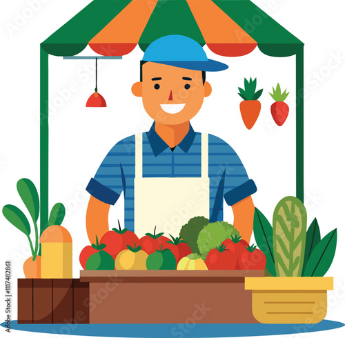 vegetables seller vegetables shop vegetables selling vector illustration graphic design artwork