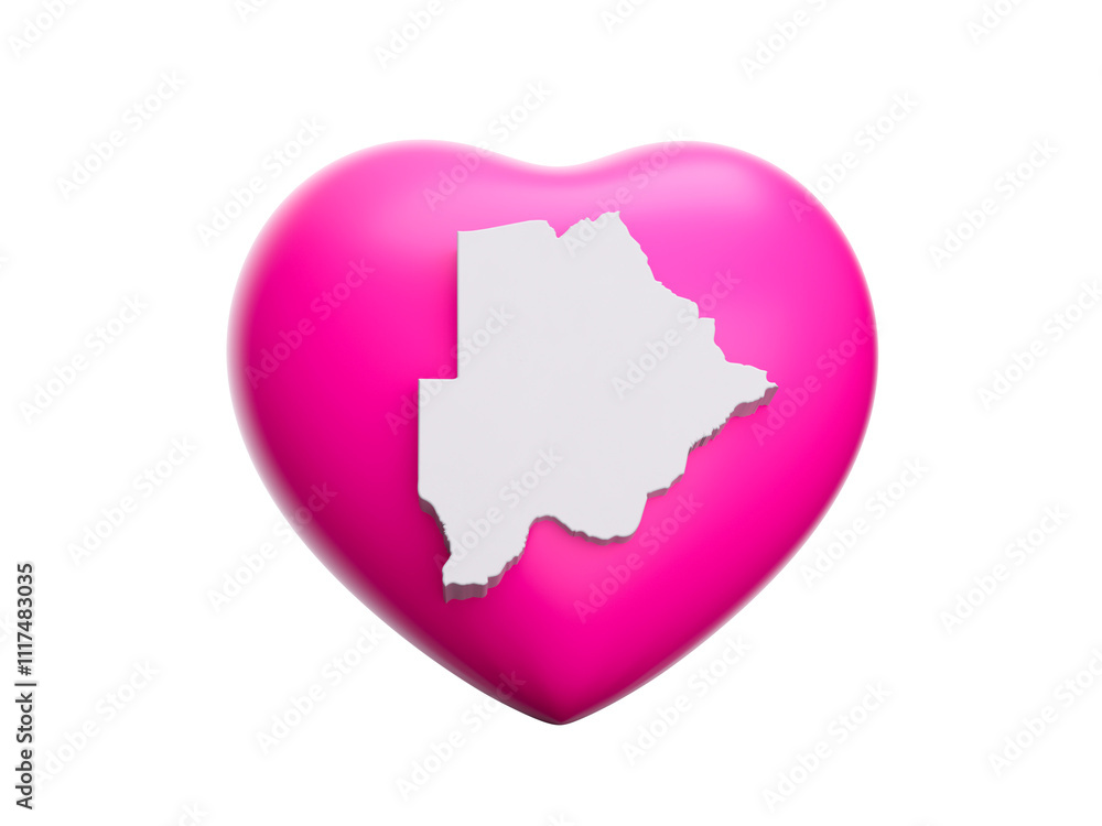3d Pink Heart With 3d White Map Of Botswana Isolated On White Background, 3d illustration
3d Pink Heart With 3d White Map Of Botswana Isolated On White Background, 3d illustration