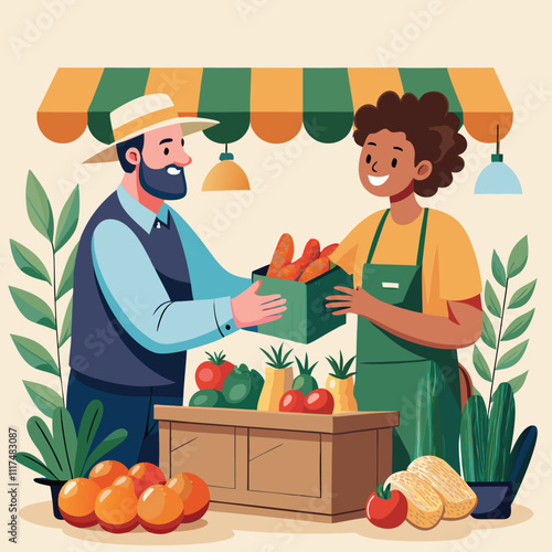 vegetables seller vegetables shop vegetables selling vector illustration graphic design artwork