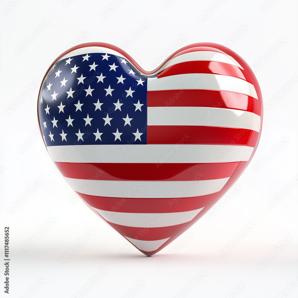 american flag heart 3D american flag heart 3D