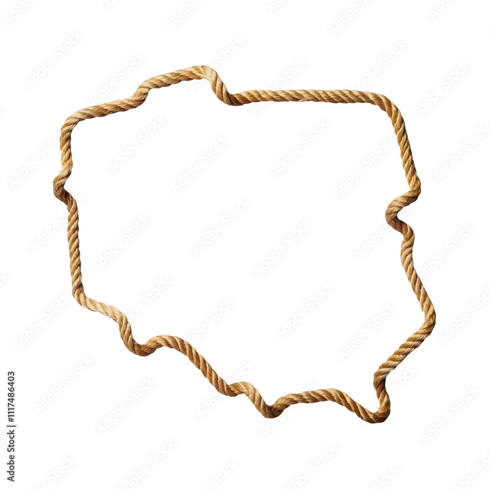 Poland Map border from rope, sturdy nautical concept element. transparent background Poland Map border from rope, sturdy nautical concept element. transparent background