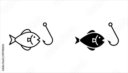 fishing icon set. fishing icon outline style design on white background