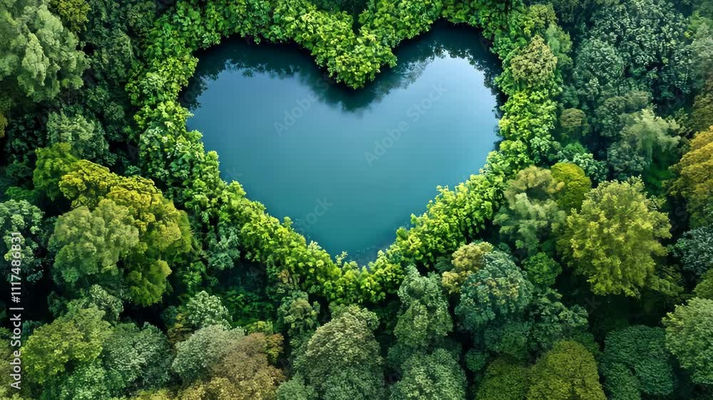 A heart-shaped lake in the middle of an ancient forest, pic A heart-shaped lake in the middle of an ancient forest, pic