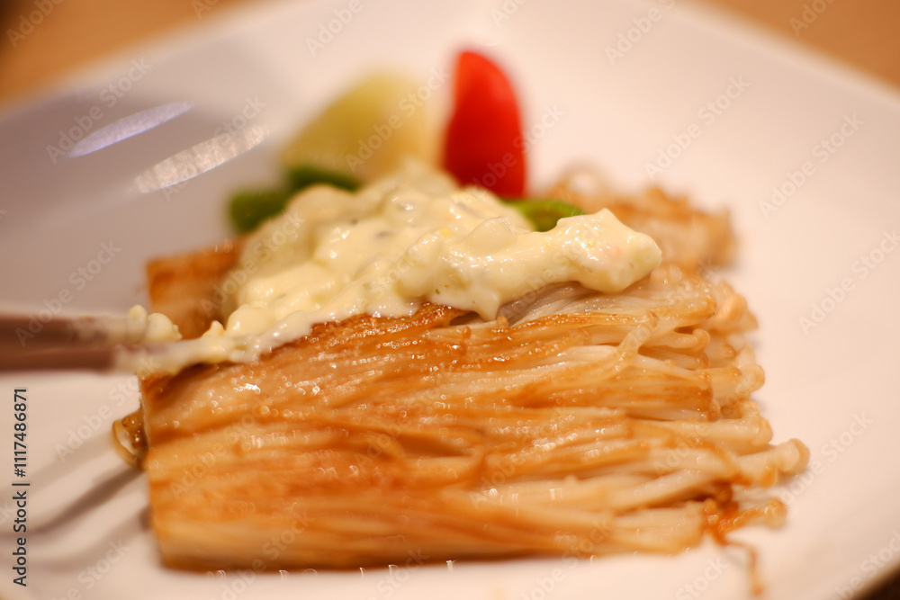Stir Fried Enoki Mushroom with Butter Stir Fried Enoki Mushroom with Butter