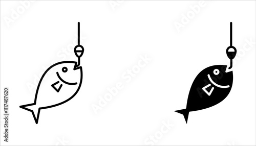 fishing icon set. fishing icon outline style design on white background