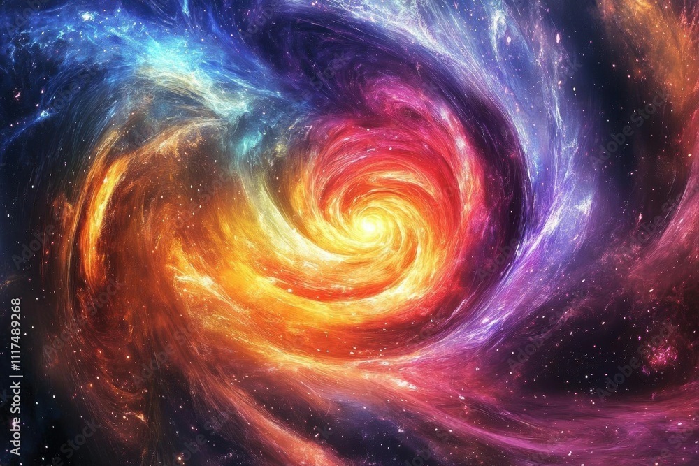 A vibrant cosmic swirl representing the beauty of the universe. A vibrant cosmic swirl representing the beauty of the universe.