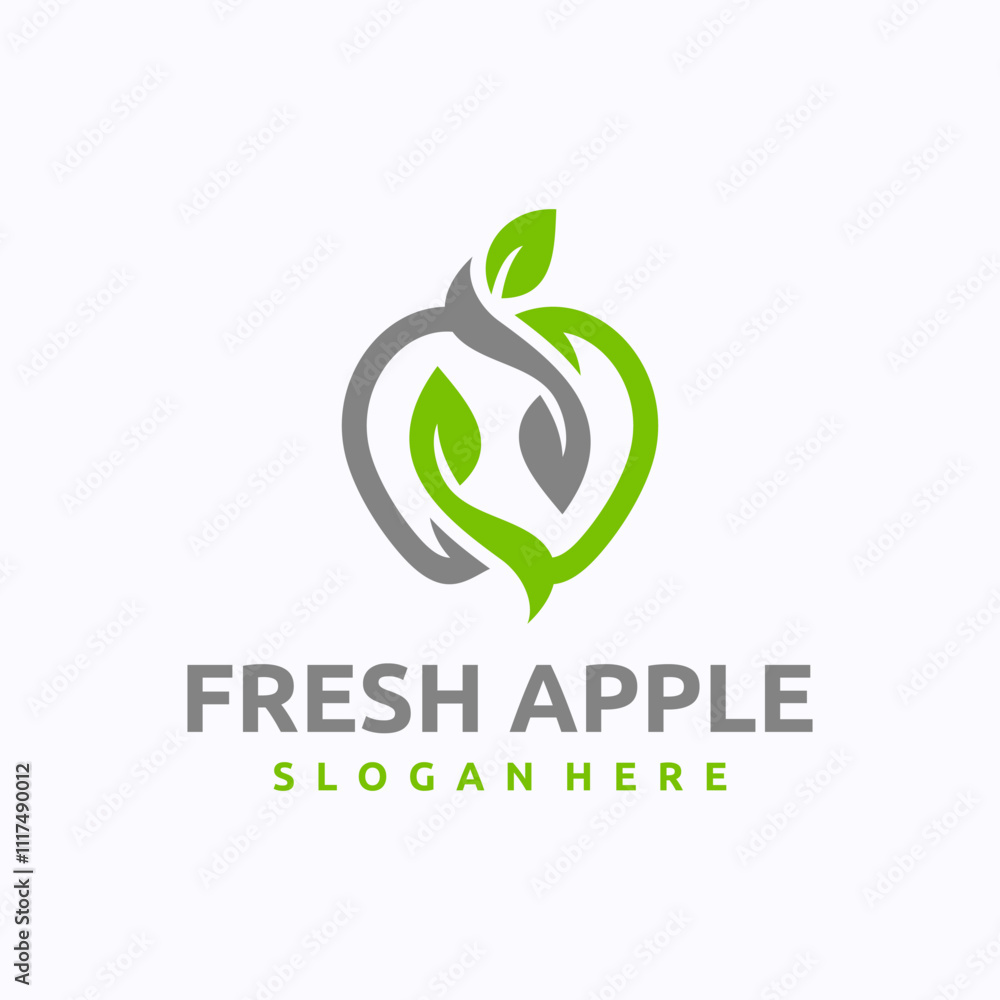 Obraz premium Fresh Apple logo design template. Apple leaf concept. Creative vector symbol.