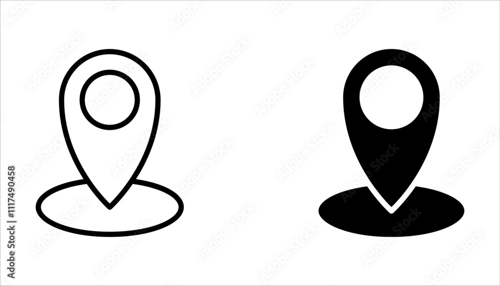 Pin icon set. Location icon vector. map pin on white background Pin icon set. Location icon vector. map pin on white background